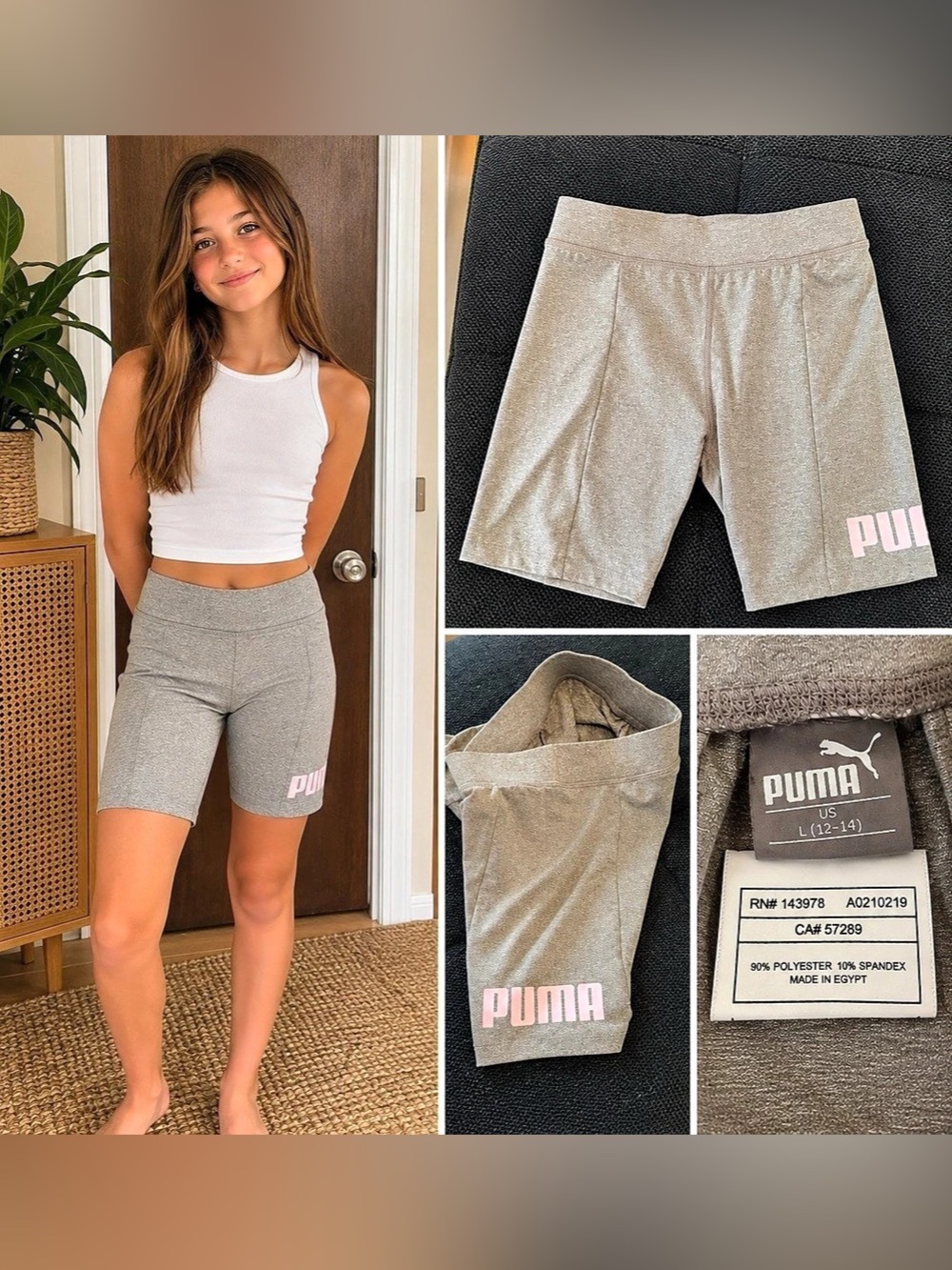 NWOT Puma Women's Gray & Pink Bike Shorts Size Medium
